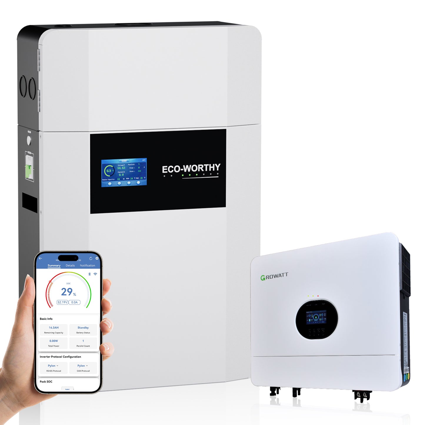 Eco-Worthy 48V 100Ah Wall-Mounted LiFePO4 Lithium Battery With Bluetooth & Wifi, 5kWh - eco-worthy-uk
