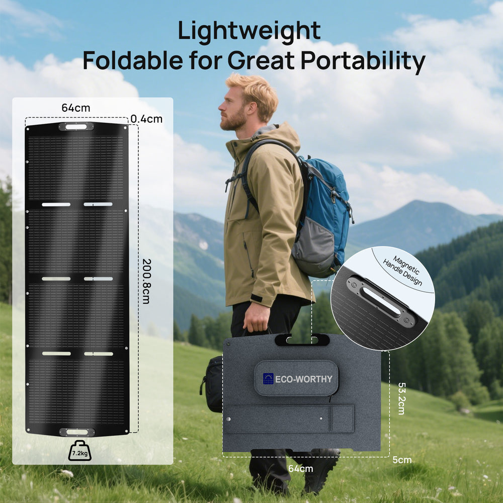 200W12VFoldableSolarPanelSuitcaseforOutdoorCampingRV5