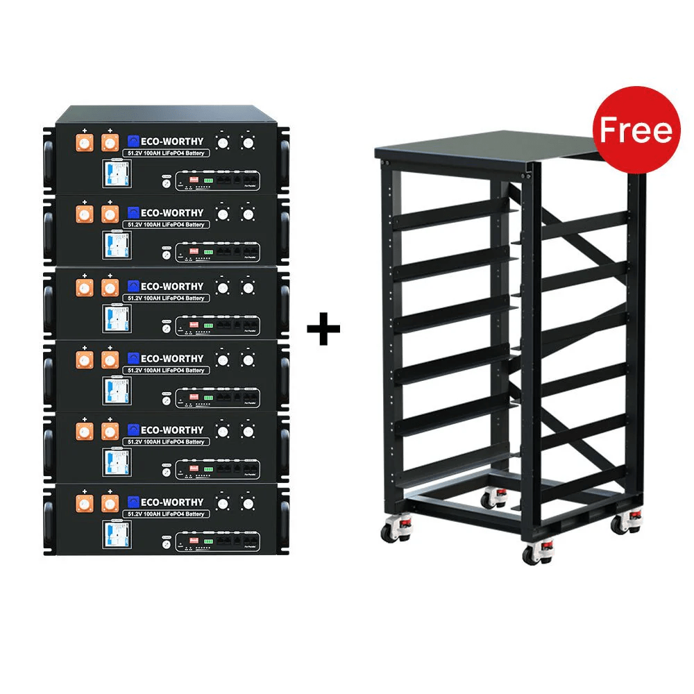 ECO - WORTHY 48V(51.2V) 100Ah Server Rack Battery With Bluetooth & Wifi | 5.12kWh Lithium Battery (Version 3)| IEC62619 - eco - worthy - uk