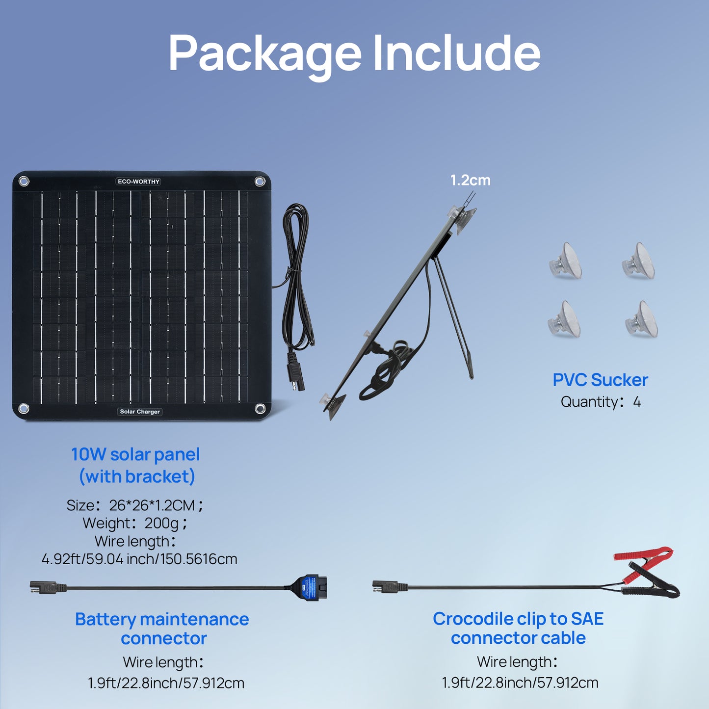 Eco-Worthy Upgrade 10W Solar Car Battery Trickle Charger for Car & Boat Batteries - eco-worthy-uk