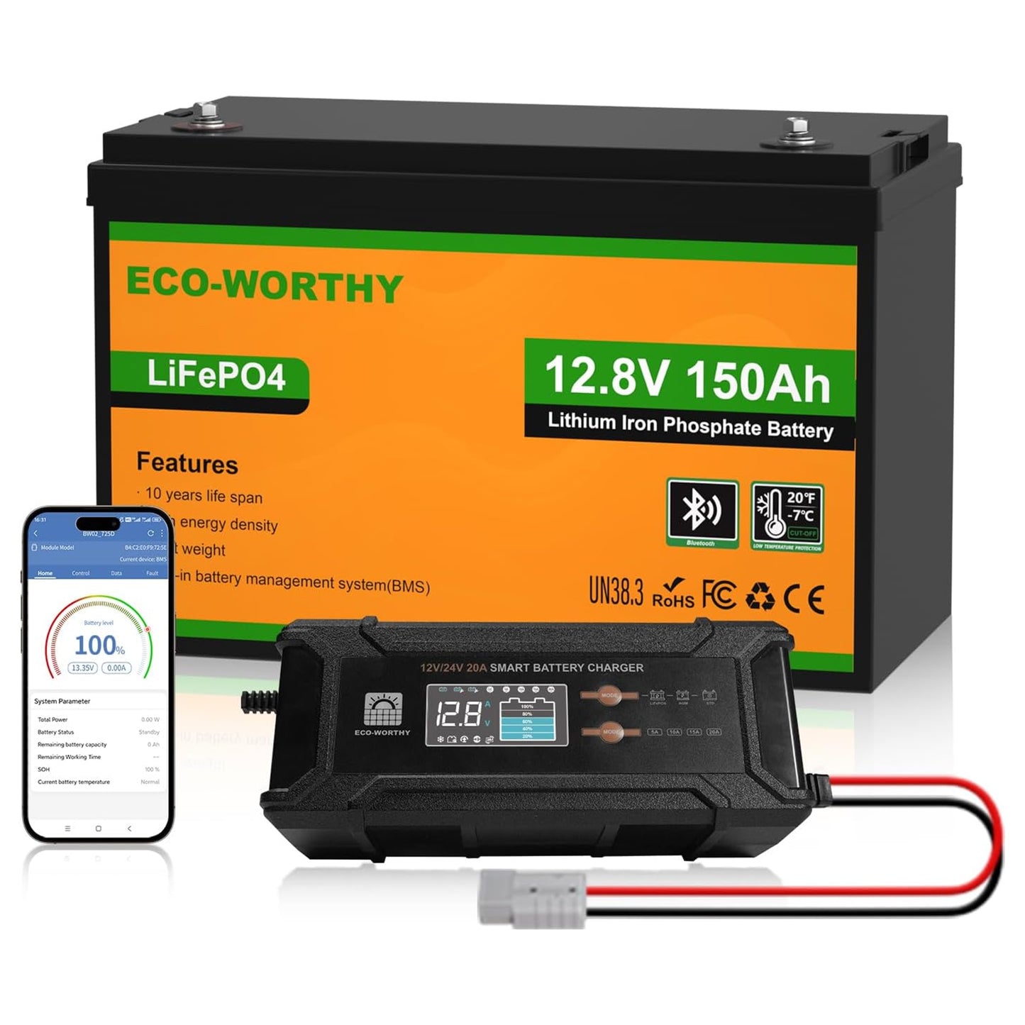 LiFePO4 12V 150Ah Lithium Battery With Bluetooth And Low-temperature Protection