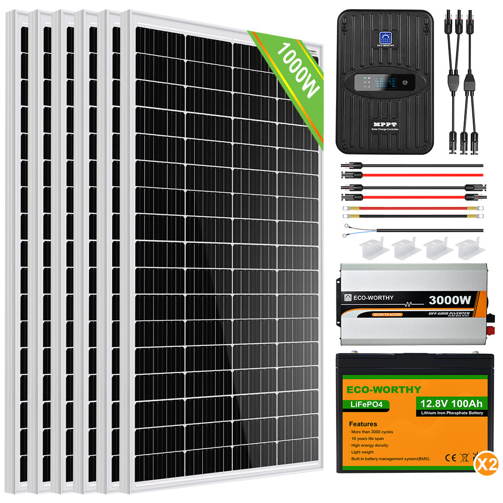 1000W 24V (6x170W) Complete MPPT Off Grid Solar Kit, None