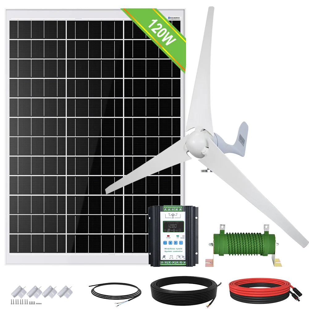 520W 12V (400W Wind+1x120W Solar) Solar Wind Hybrid Kit with 600W Inverter  + Lithium Battery