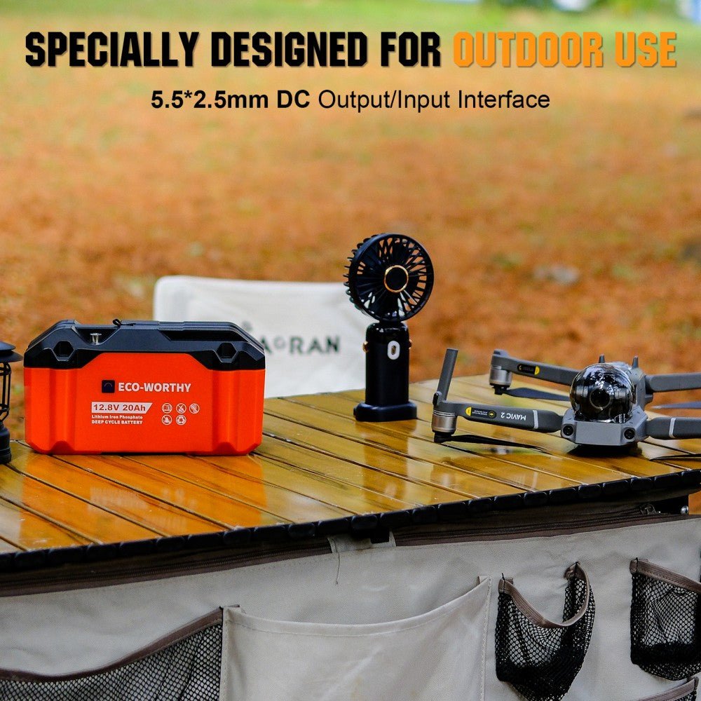 12V 20Ah Portable LiFePO4 Deep Cycle Rechargeable Battery - eco - worthy - uk