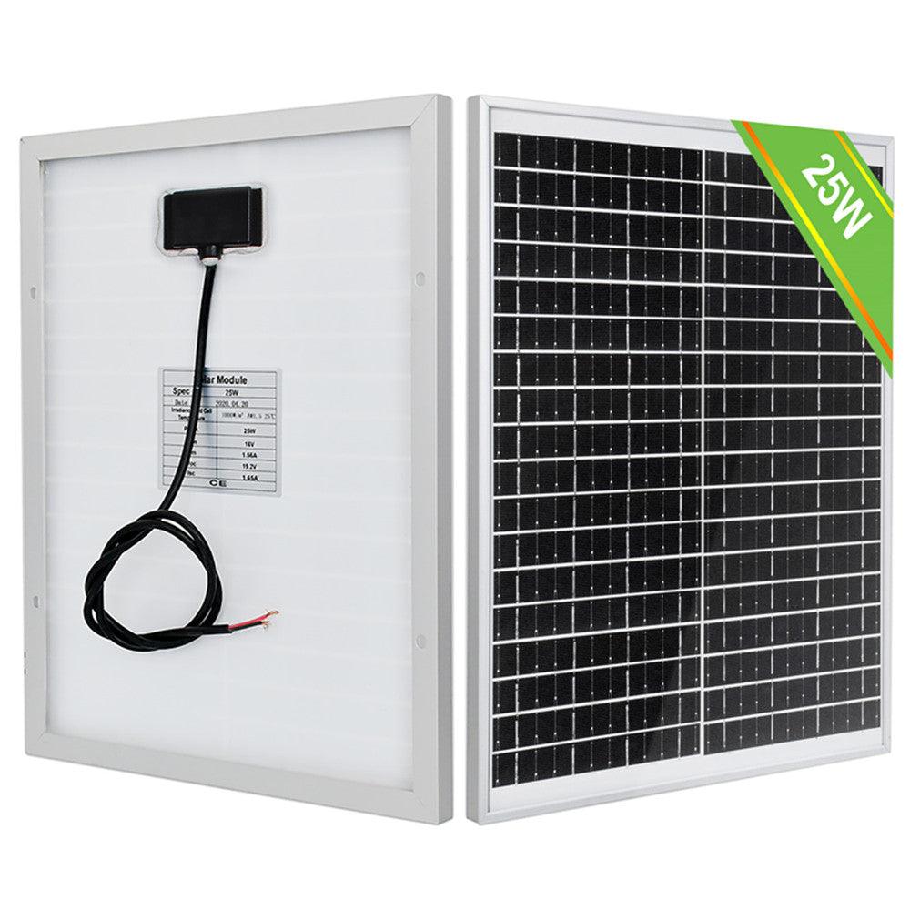 25W solar panel with 2400 Pa wind and 5400 Pa snow resistance for harsh weather.