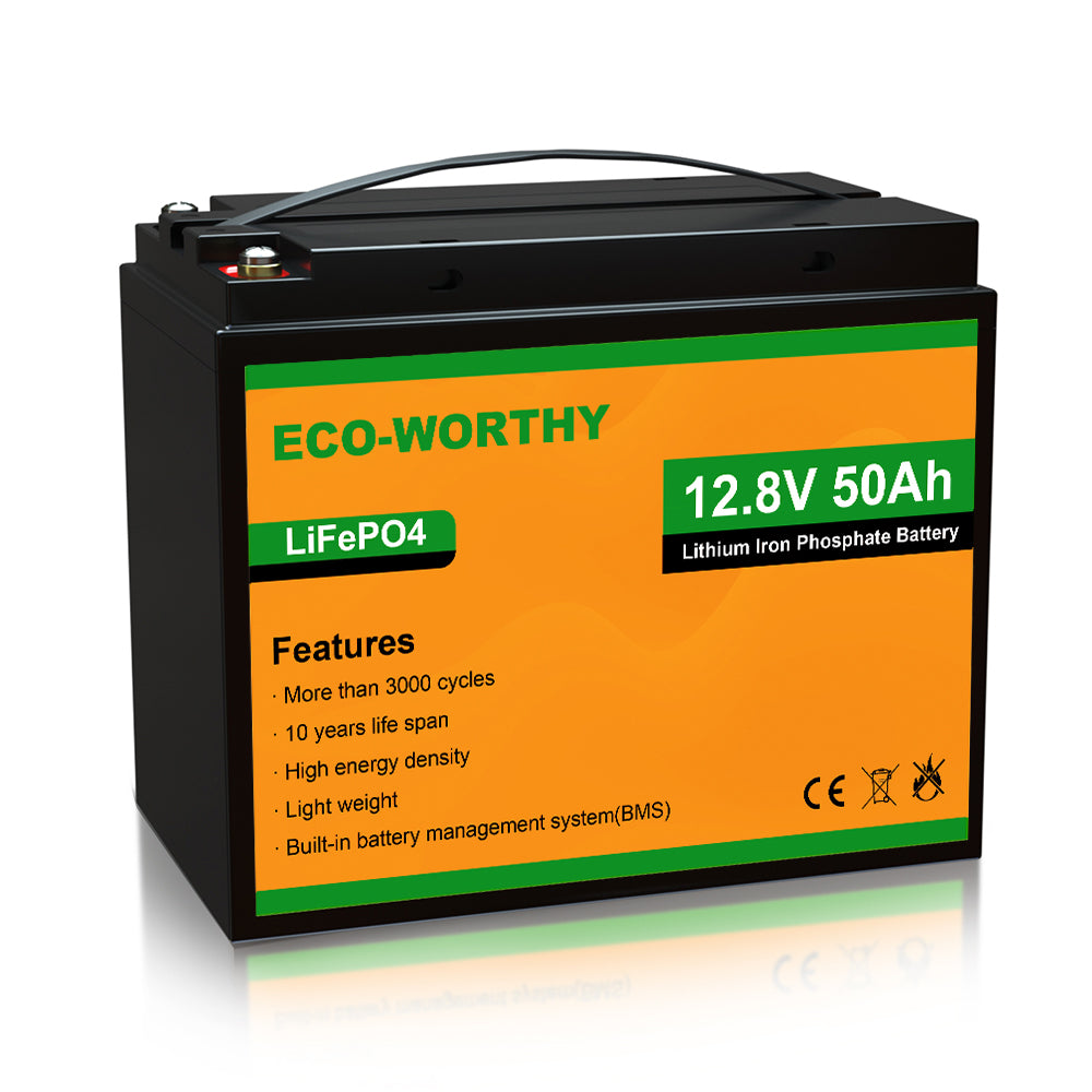 12V 50AH LiFePO4 Lithium Battery Rechargeable BMS for RV Solar