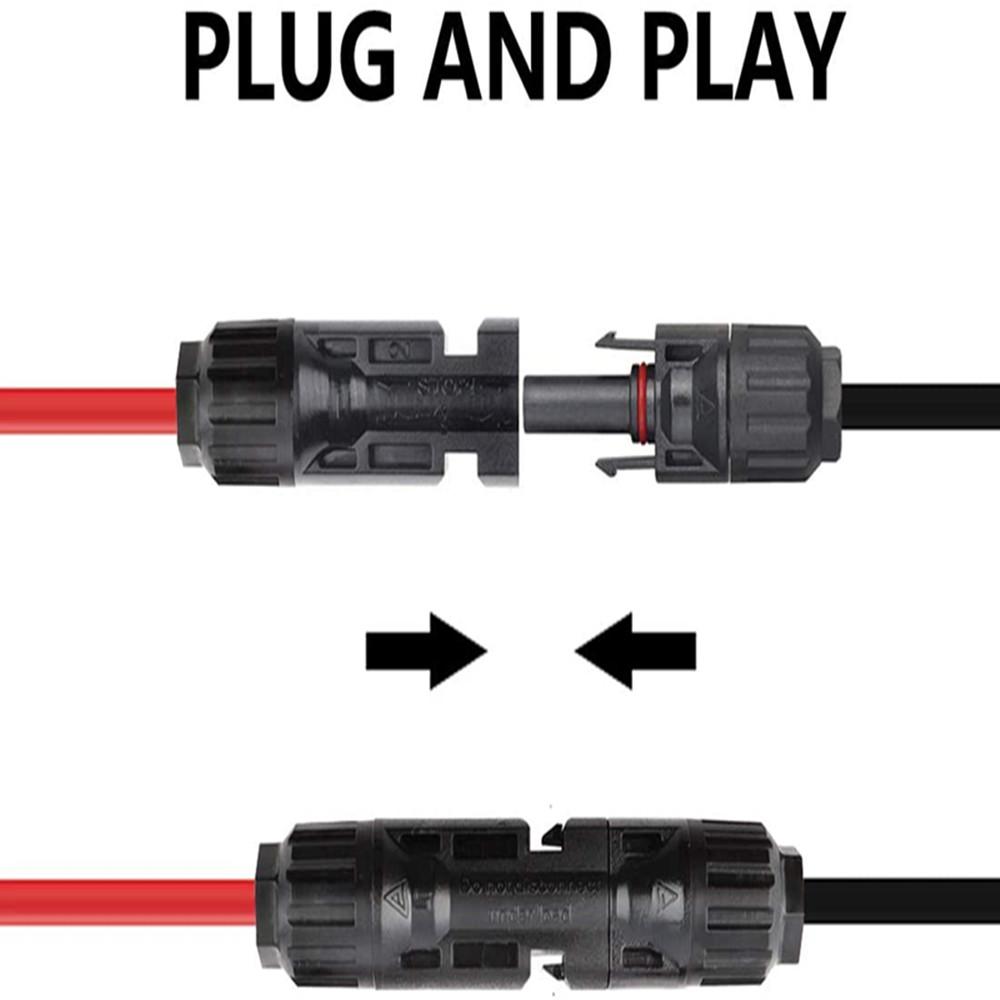 12AWG 16.4FT Solar Extension Cables Wires with Female and Male MC4 Connectors