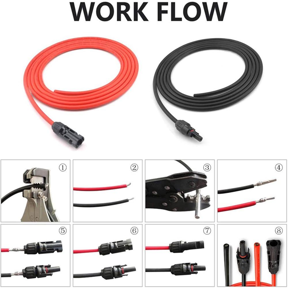 12AWG 16.4FT Solar Extension Cables Wires with Female and Male MC4 Connectors