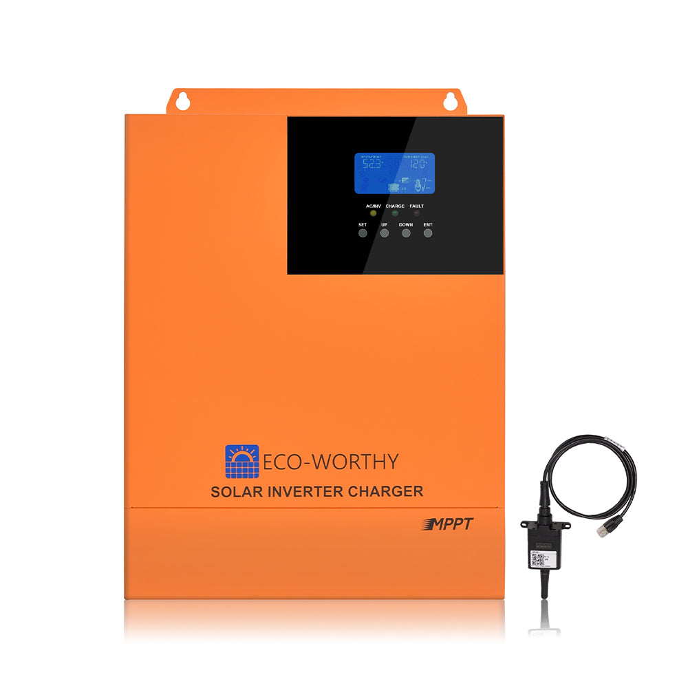 ECO-WORTHY 3000W inverter charger with digital display and CE certification details
