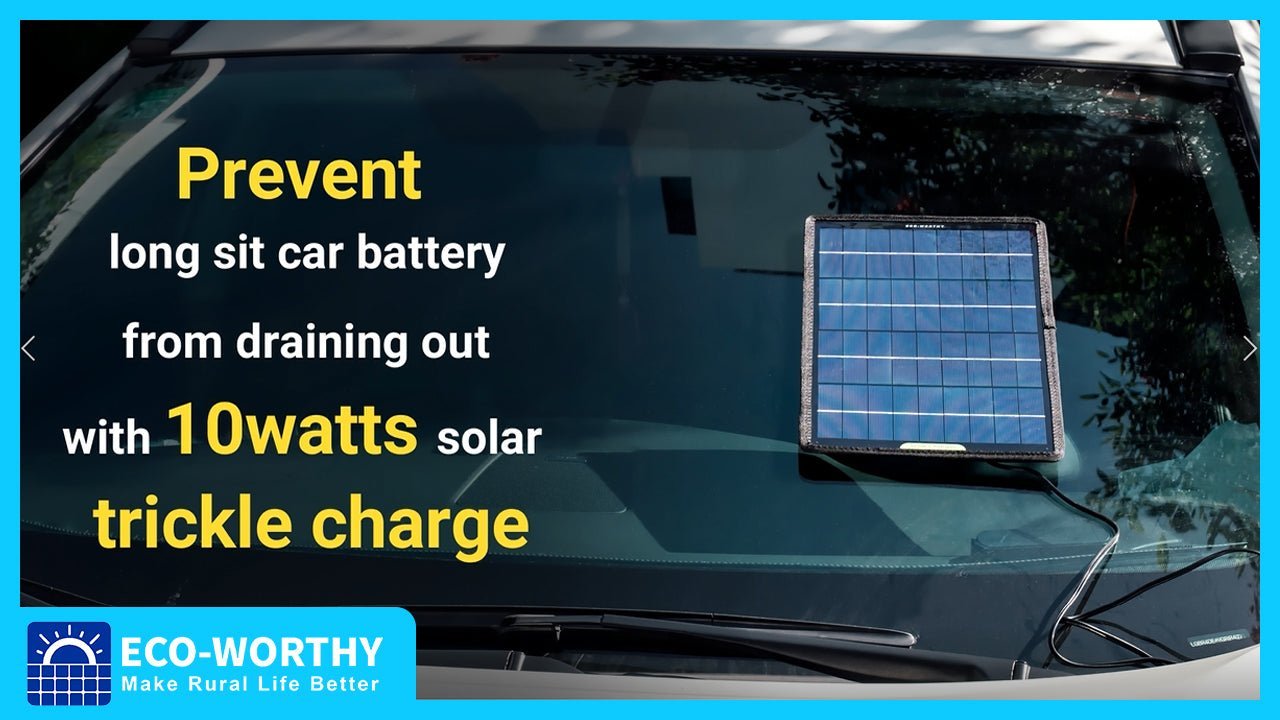 10Watts Portable Solar Trickle Charger for 12V Batteries in Car & Boat - eco-worthy-uk