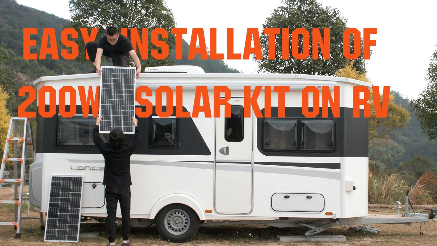 Easy installation of complete 200watt solar panel kits on RV/cabin/hen
