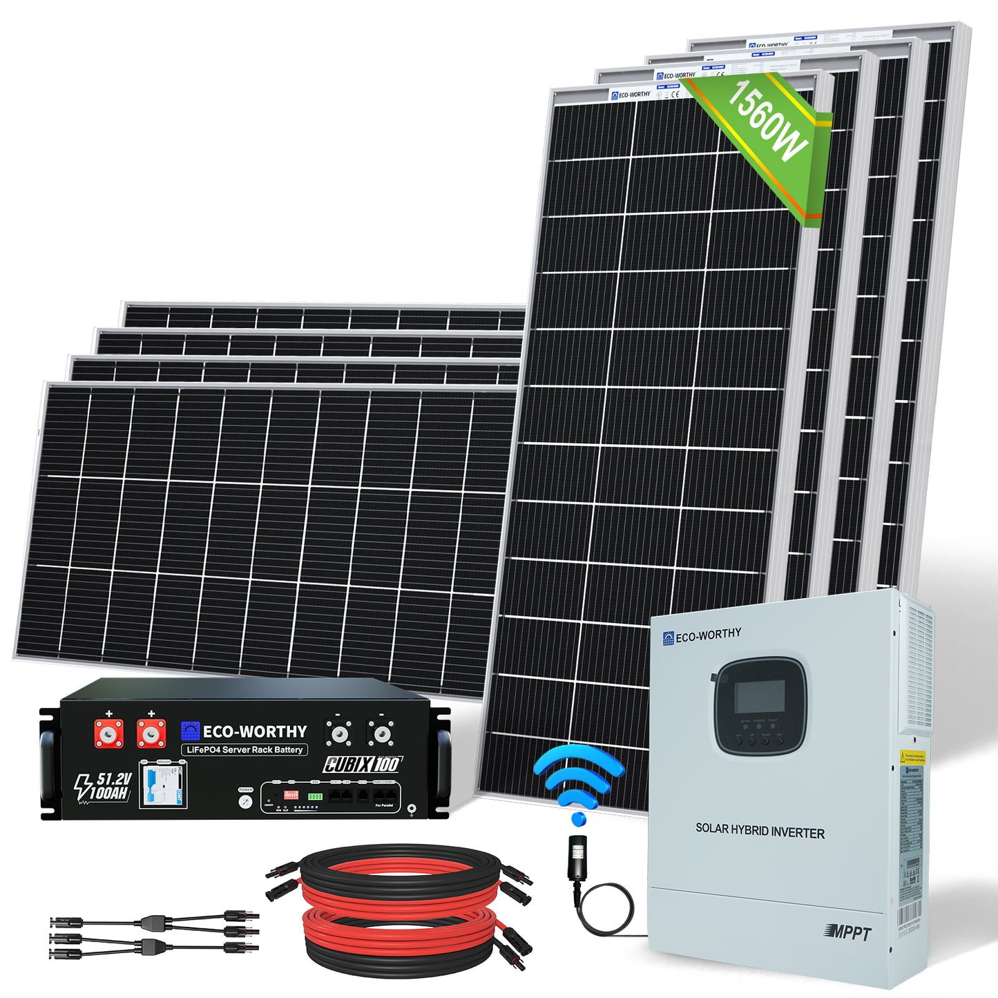 Eco-Worthy 1560W 48V (8x Bifacial 195W) Complete Off Grid Solar Panel Kit - eco-worthy-uk