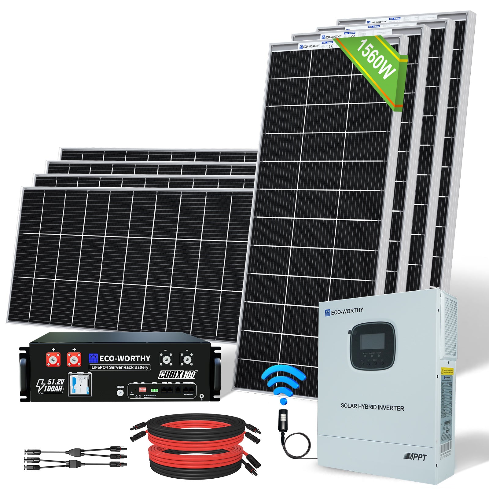 Eco-Worthy 1560W 48V (8x Bifacial 195W) Complete Off Grid Solar Panel Kit - eco-worthy-uk