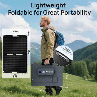 100W 12V Foldable Solar Panel Suitcase for Outdoor Camping RV - eco - worthy - uk