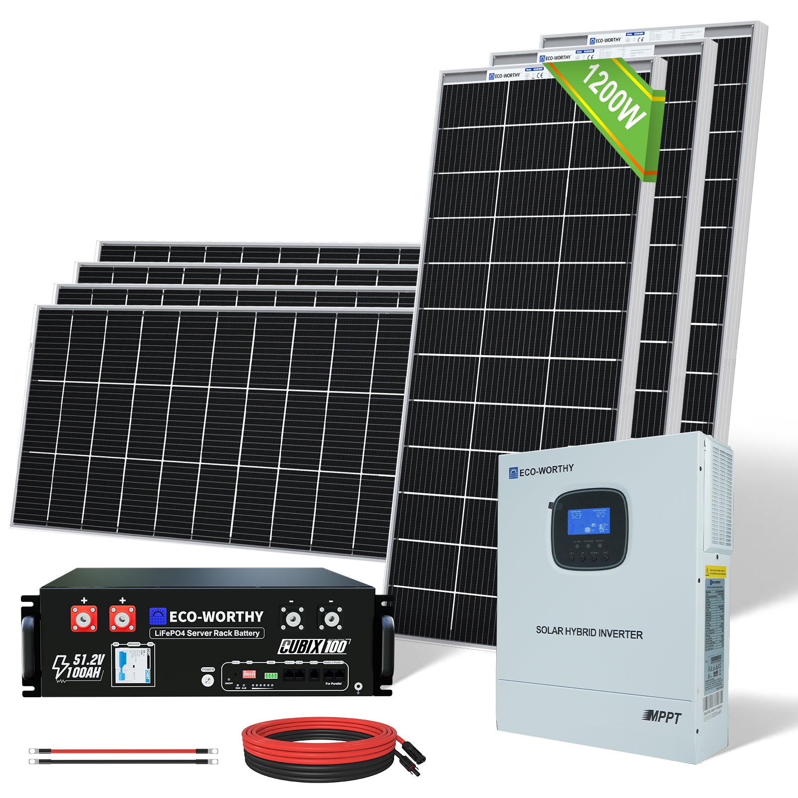 Eco-Worthy 1170W 48V (6x Bifacial 195W) Complete Off Grid Solar Panel Kit - eco-worthy-uk
