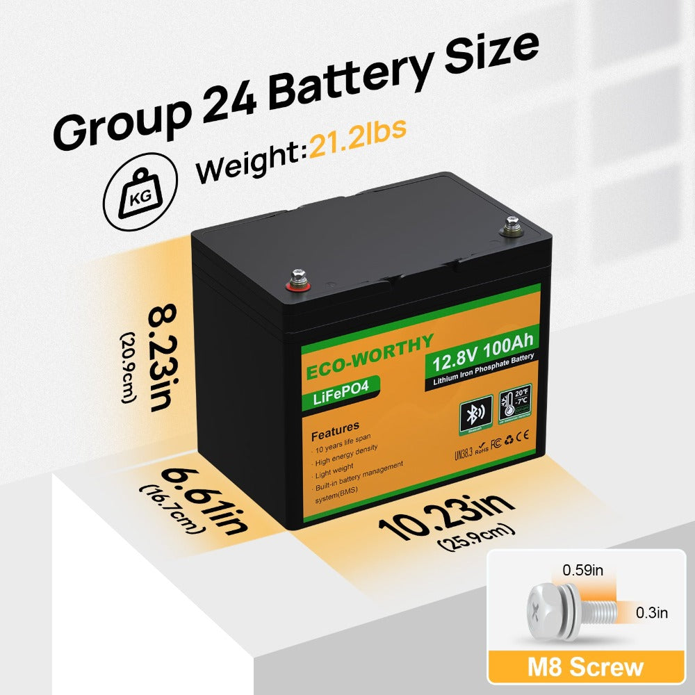 12V 100Ah LiFePO4 Lithium Battery with Bluetooth-5