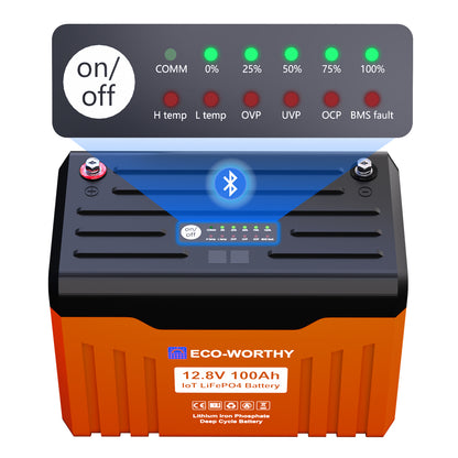 12V 100Ah LiFePO4 Lithium Battery with Bluetooth and Low - Temp Protection - eco - worthy - uk