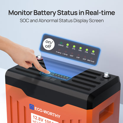 12V 100Ah LiFePO4 Lithium Battery with Bluetooth and Low - Temp Protection - eco - worthy - uk