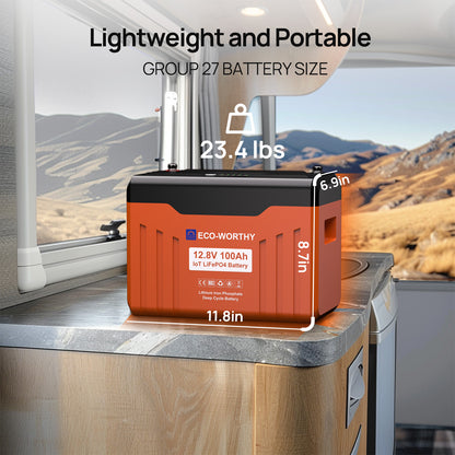 12V 100Ah LiFePO4 Lithium Battery with Bluetooth and Low - Temp Protection - eco - worthy - uk
