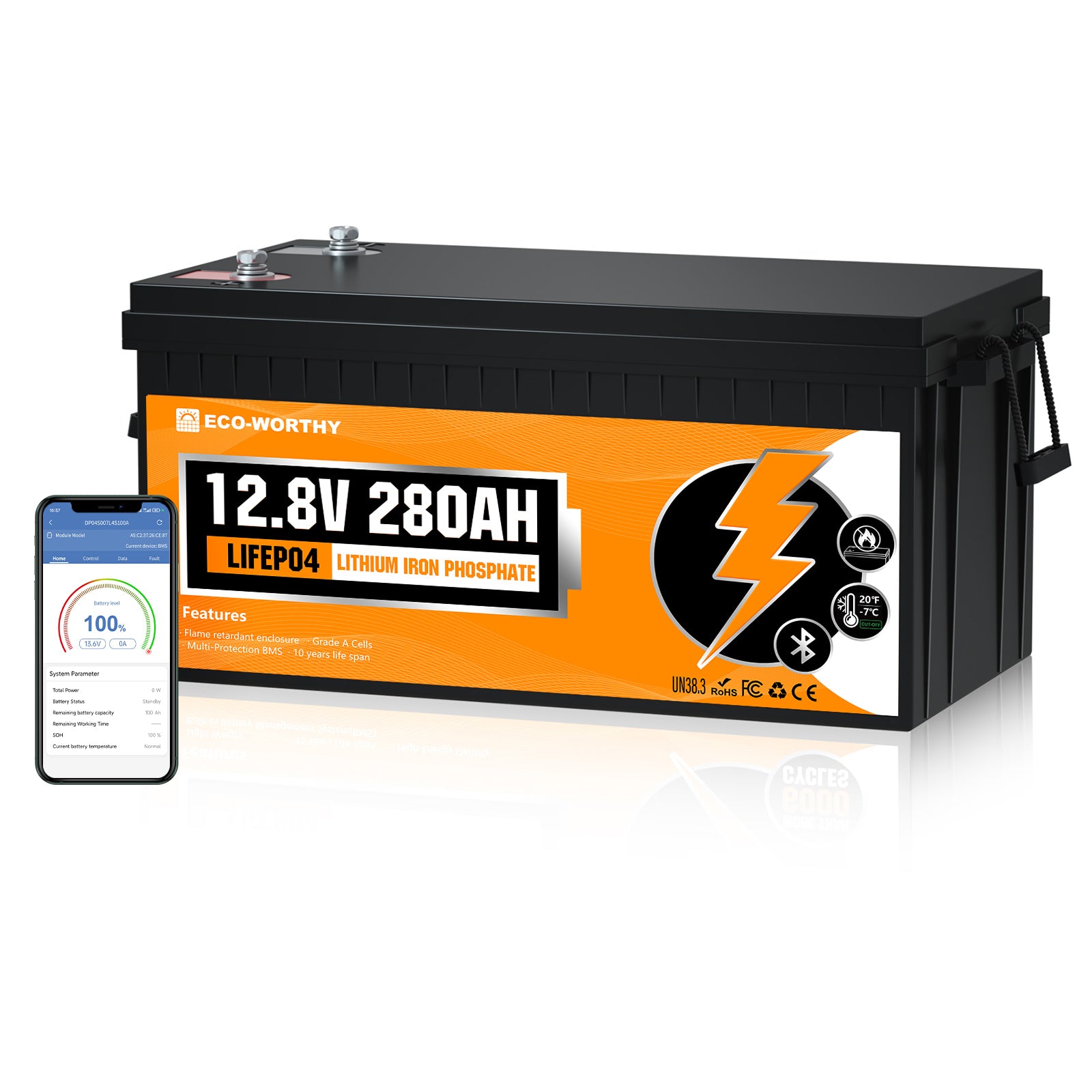 12V 280Ah LiFePO4 Lithium Battery Bluetooth Low Temp Protection