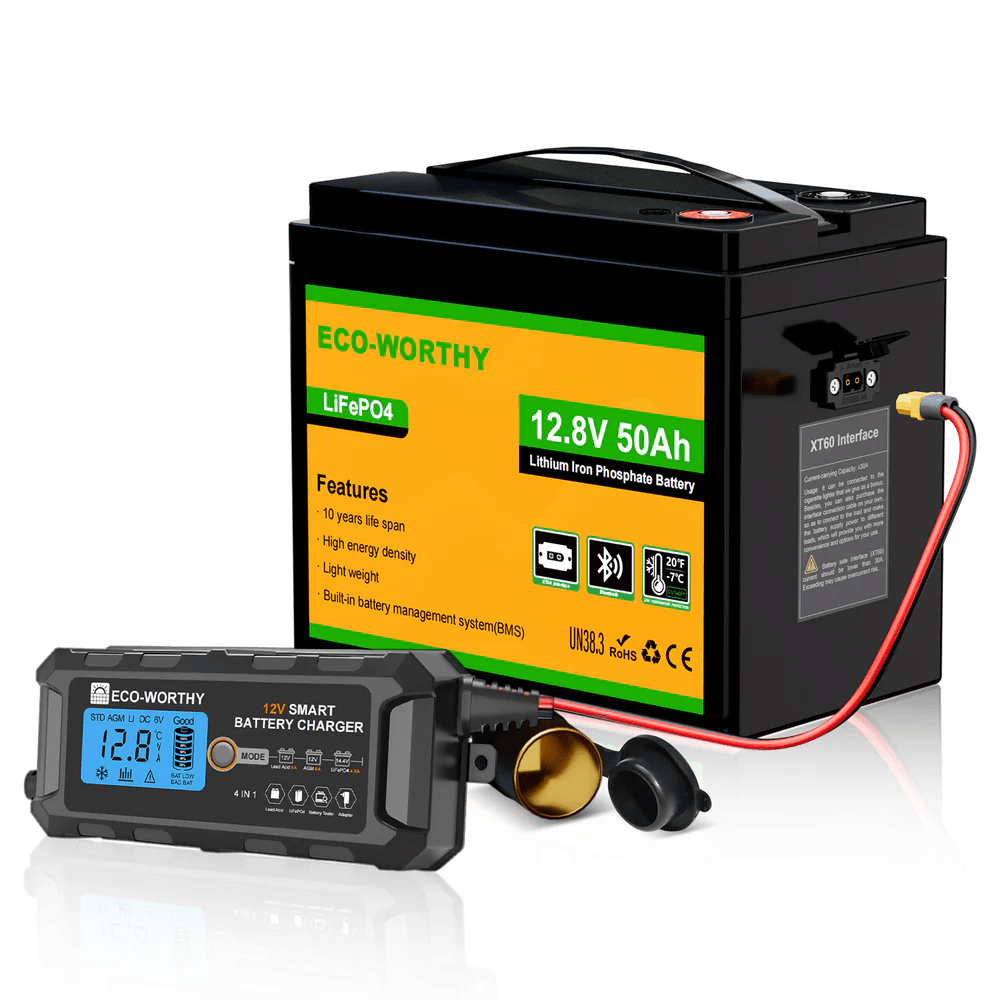 12V 50Ah LiFePO4 Lithium Battery XT60 with Bluetooth and Low Temp Protection - eco - worthy - uk