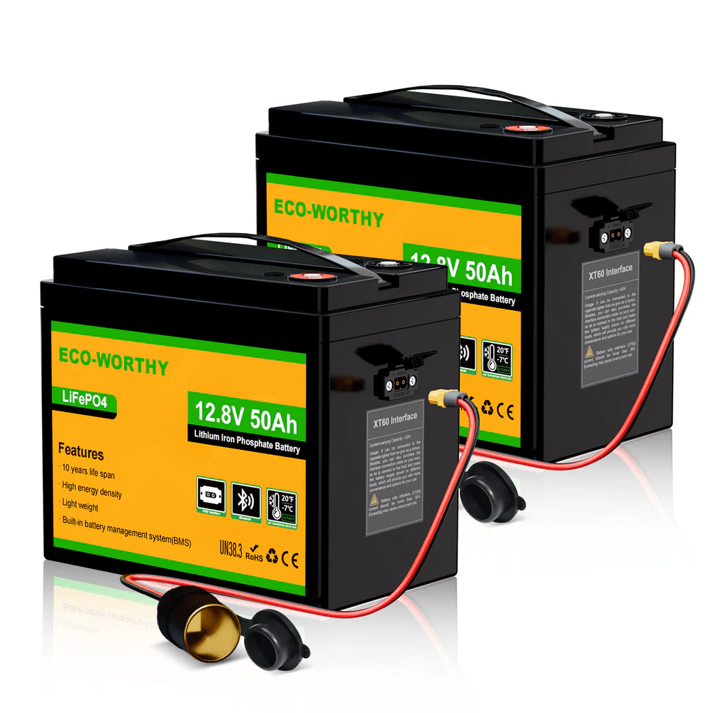 12V 50Ah LiFePO4 Lithium Battery XT60 with Bluetooth and Low Temp Protection - eco - worthy - uk