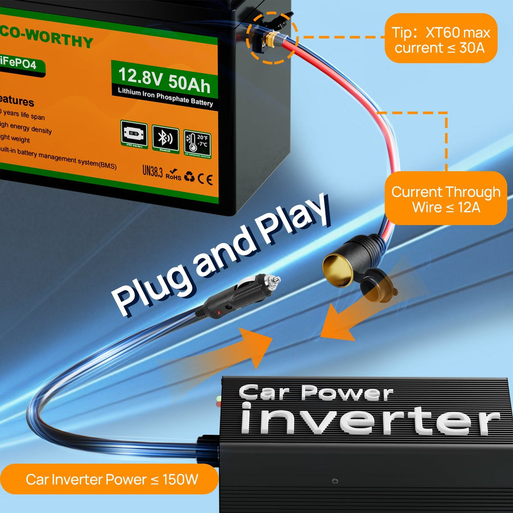 12V 50Ah LiFePO4 Lithium Battery XT60 with Bluetooth and Low Temp Protection - eco - worthy - uk