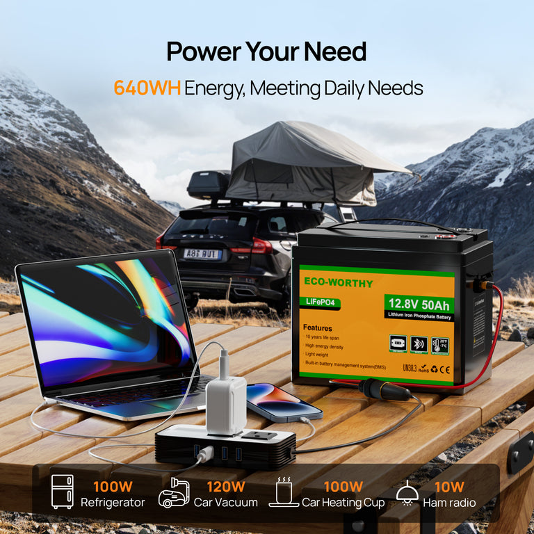 12V 50Ah LiFePO4 Lithium Battery XT60 with Bluetooth and Low Temp Protection - eco - worthy - uk