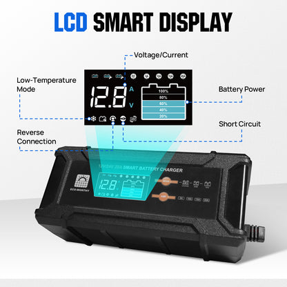 12v/24v 20A Smart Battery Charger for Lithium Battery - eco - worthy - uk