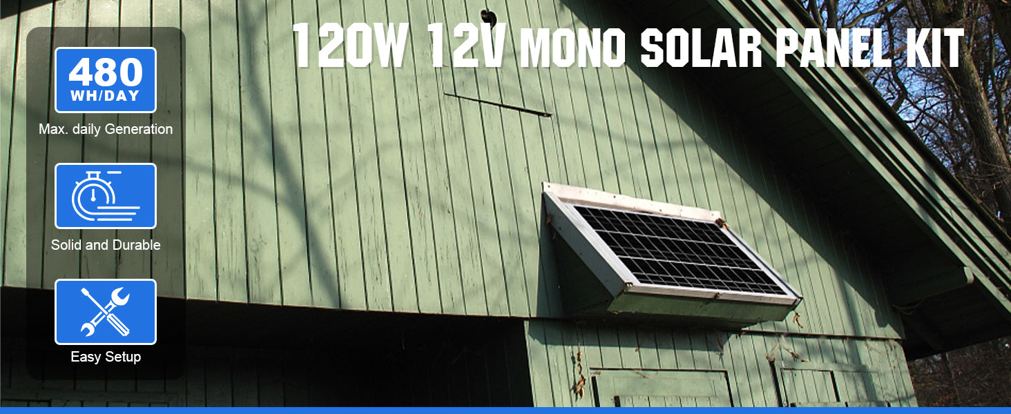 120W 240W 12V (1/2x120W) Off Grid Solar Kit with RV Mounting Brackets