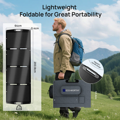 200W Foldable Solar Panel Suitcase for Outdoor Camping RV - eco - worthy - uk