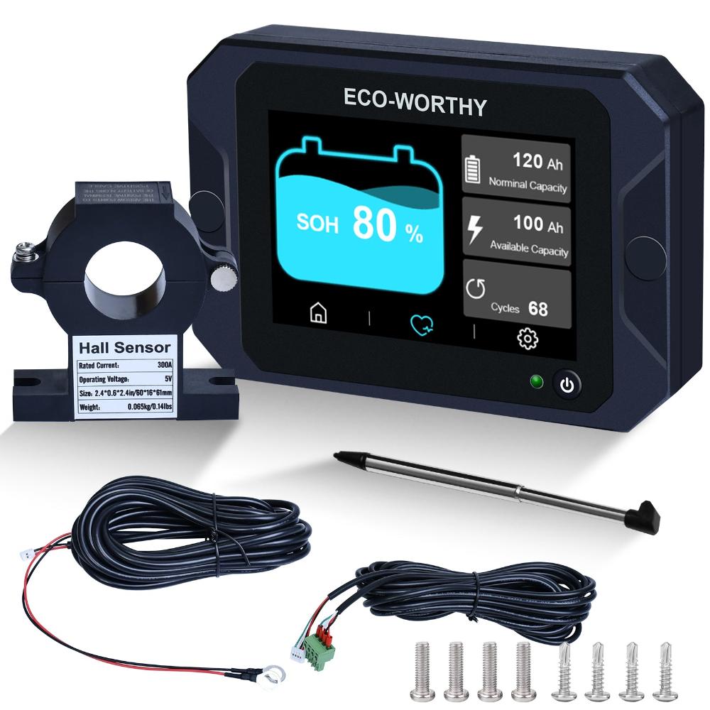 300A Battery Monitor 3.5 Inch Touch Screen Hall Sensor AGM Lifepo4 Lithium Battery