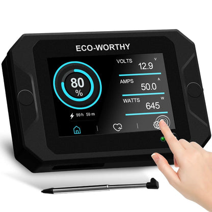 300A 3.5" Touchable Display Battery Monitor with Hall Sensor for AGM and Lithium (LiFePO4) Batteries - eco - worthy - uk