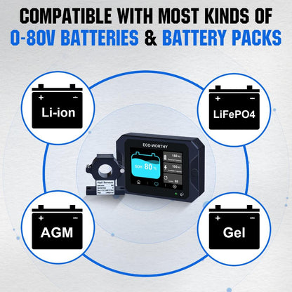 300A 3.5" Touchable Display Battery Monitor with Hall Sensor for AGM and Lithium (LiFePO4) Batteries - eco - worthy - uk