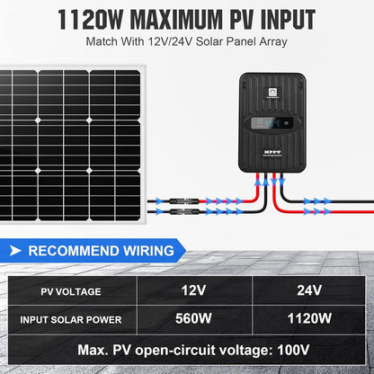 [Refurbished] 40A MPPT Solar Charge Controller 12V/24V DC Input and Bluetooth Module with Wirelessly Remote Control - eco - worthy - uk
