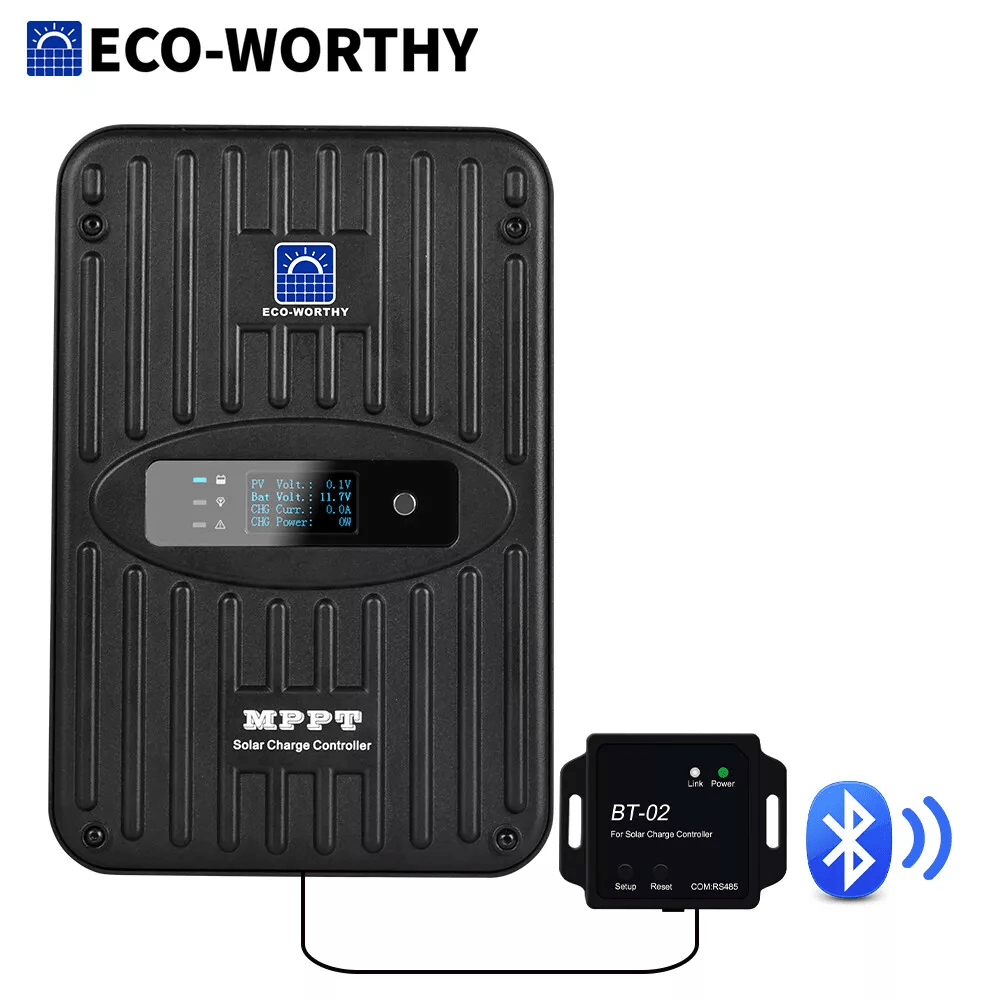 MPPT Solar Charge Controller 12V 24V DC Input Bluetooth Wireless Remote Solar RV Off Grid
