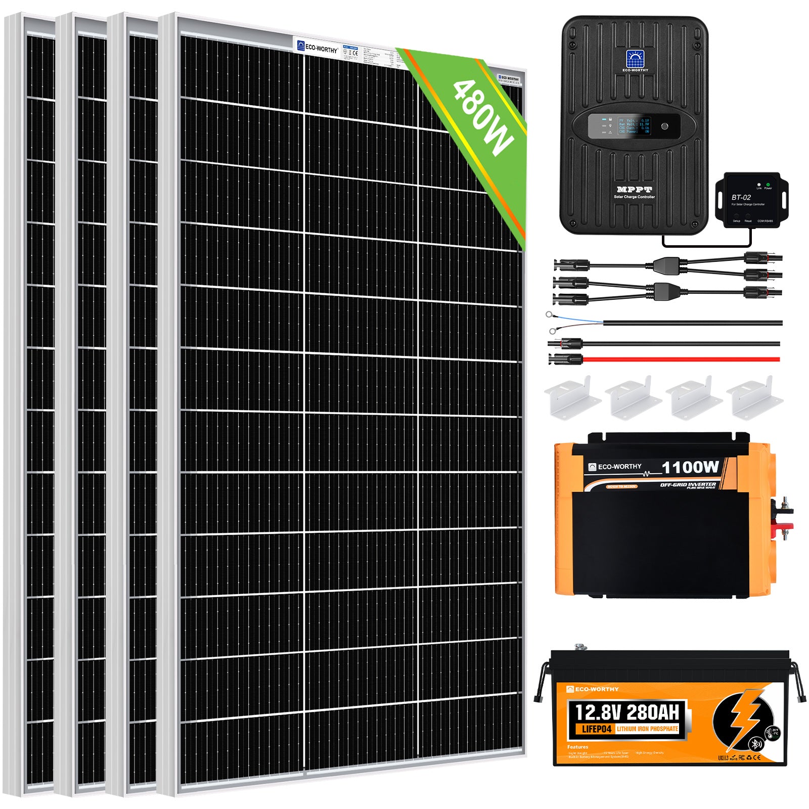 480W 12V Complete MPPT Off Grid Solar Kit