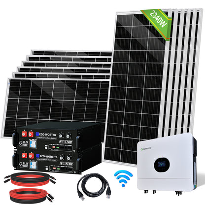 ECO-WORTHY 48V 2340W (12x Bifacial 195W) Complete Off Grid Solar Panel Kit - eco-worthy-uk