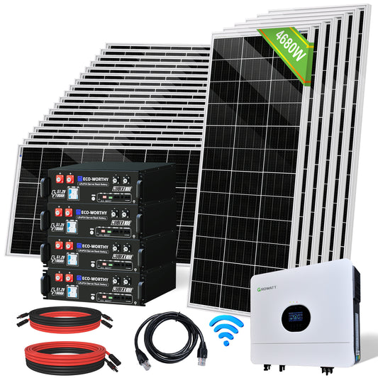 ECO-WORTHY 48V 4680W (24x Bifacial 195W) Complete Off Grid Solar Panel Kit-1