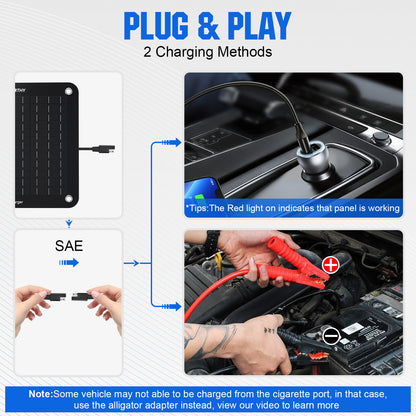 10W Portable Solar Trickle Charger for 12V Batteries in Car & Boat - eco - worthy - uk