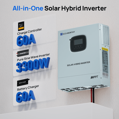 All - in - one Inverter Built in 3000W 48V Pure Sine Wave Power Inverter & 60A Controller for Off Grid System - eco - worthy - uk