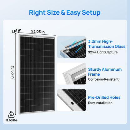 ECO-WORTHY 100W N-Type Bifacial Solar Panel with 25% High Conversion Efficiency-6