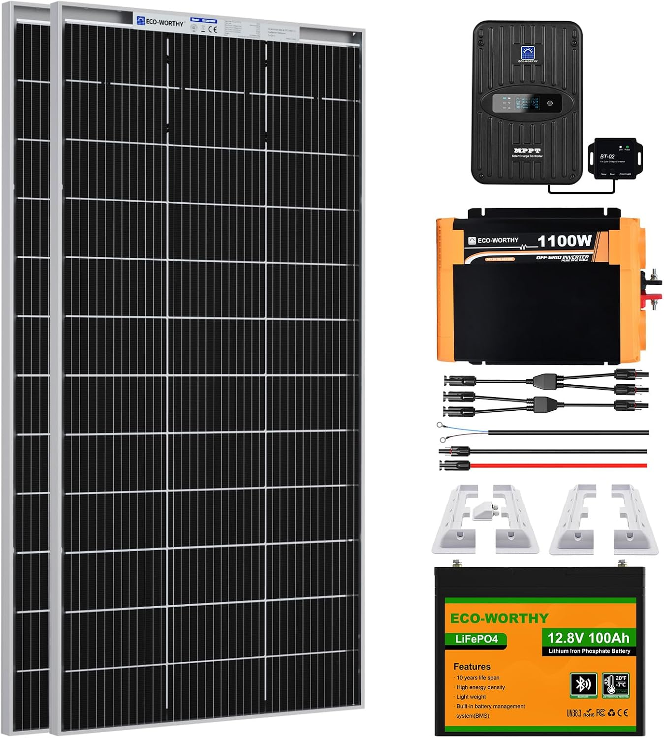 ECO-WORTHY 390W 12V Bifacial Solar Panel Kit with Brackets for Motorhome-13