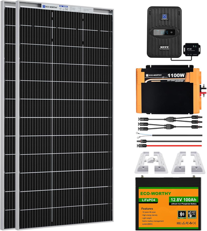 ECO-WORTHY 390W 12V Bifacial Solar Panel Kit with Brackets for Motorhome-13