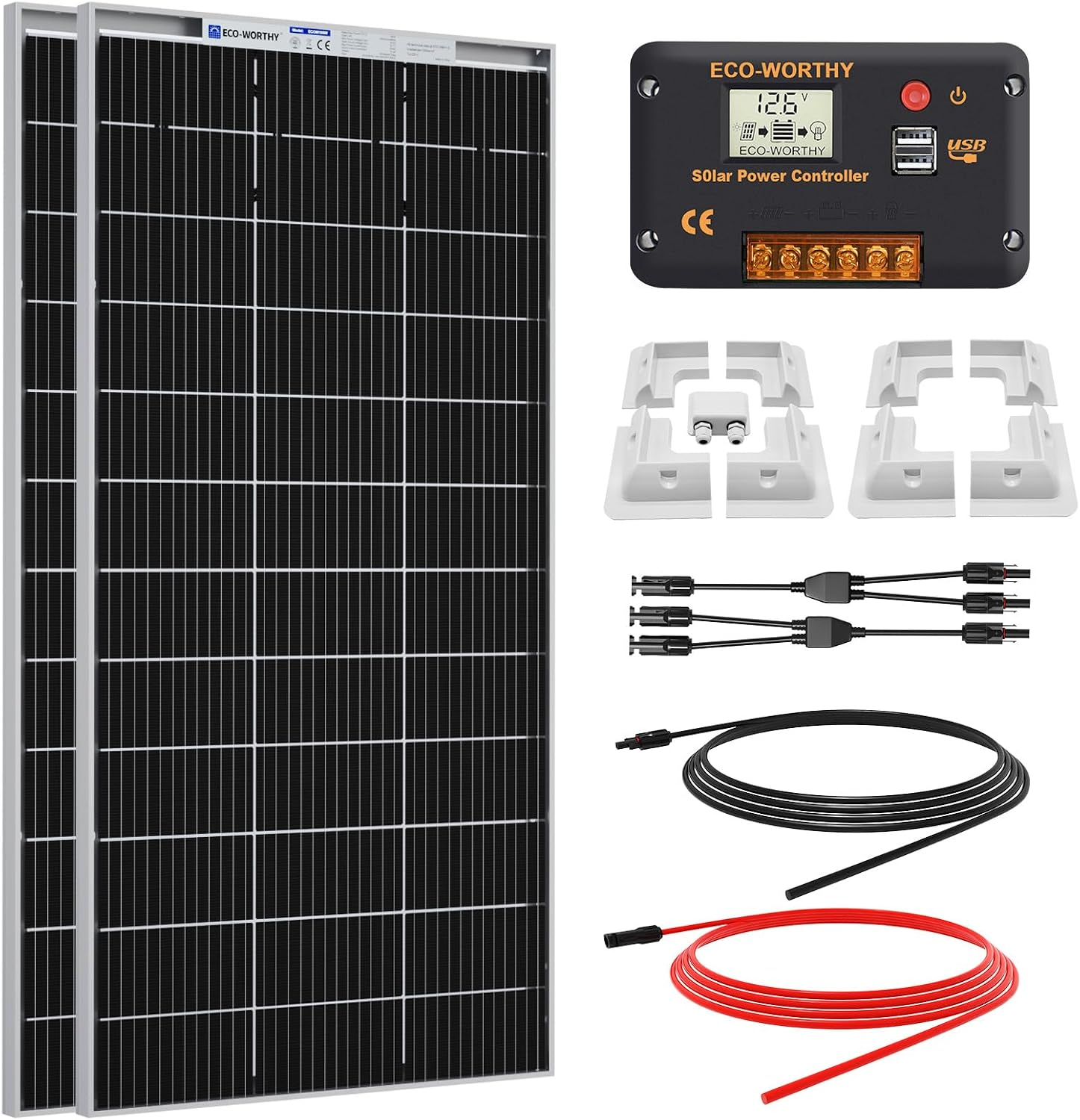 ECO-WORTHY 390W 12V Bifacial Solar Panel Kit with Brackets for Motorhome-1