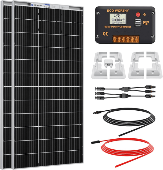 ECO-WORTHY 390W 12V (2x Bifacial 195W) Complete MPPT Off Grid Solar Panel Kit for Campervans - eco-worthy-uk