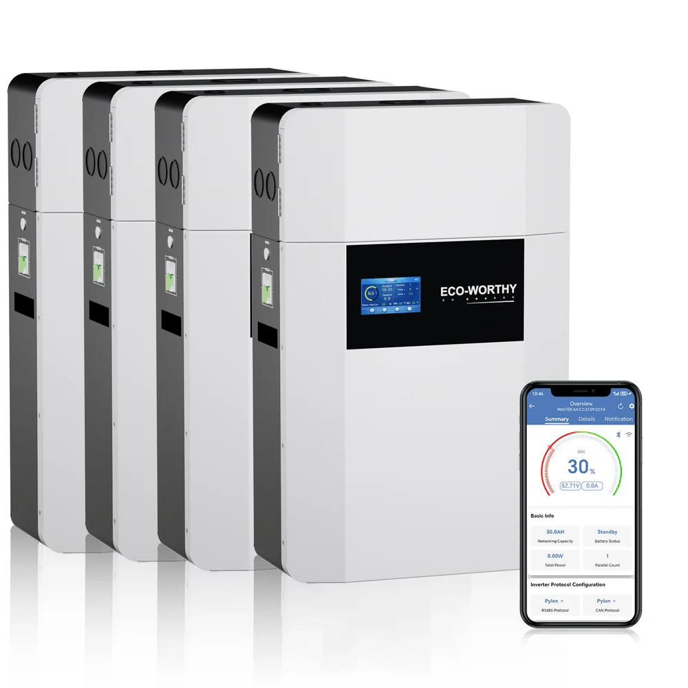 Eco-Worthy 48V 100Ah Wall-Mounted With Bluetooth & Wifi, 5.12kWh Lithium Battery - eco-worthy-uk
