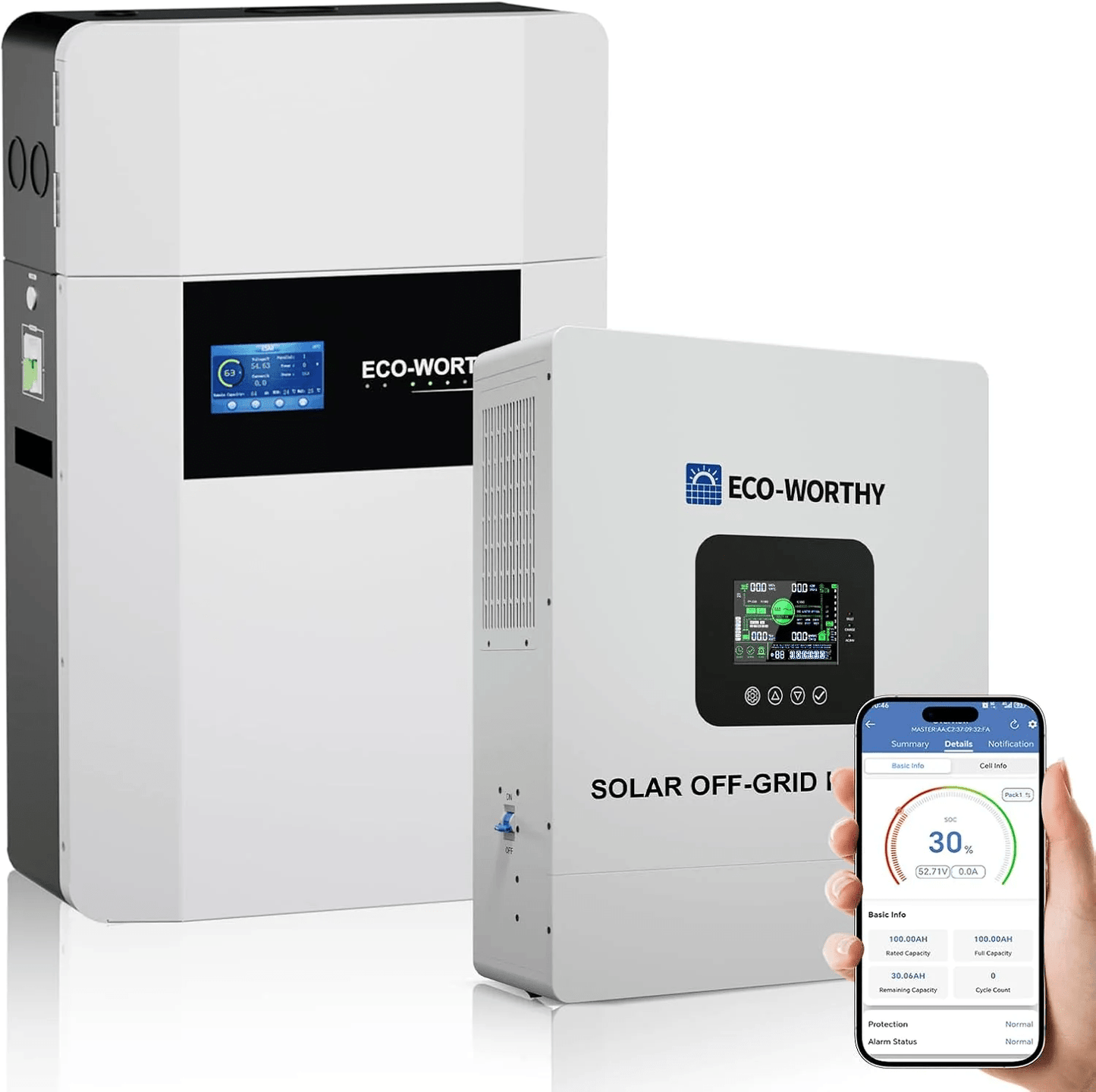 Eco - Worthy 48V 100Ah Wall - Mounted With Bluetooth & Wifi, 5.12kWh Lithium Battery | IEC62619, CEC - eco - worthy - uk