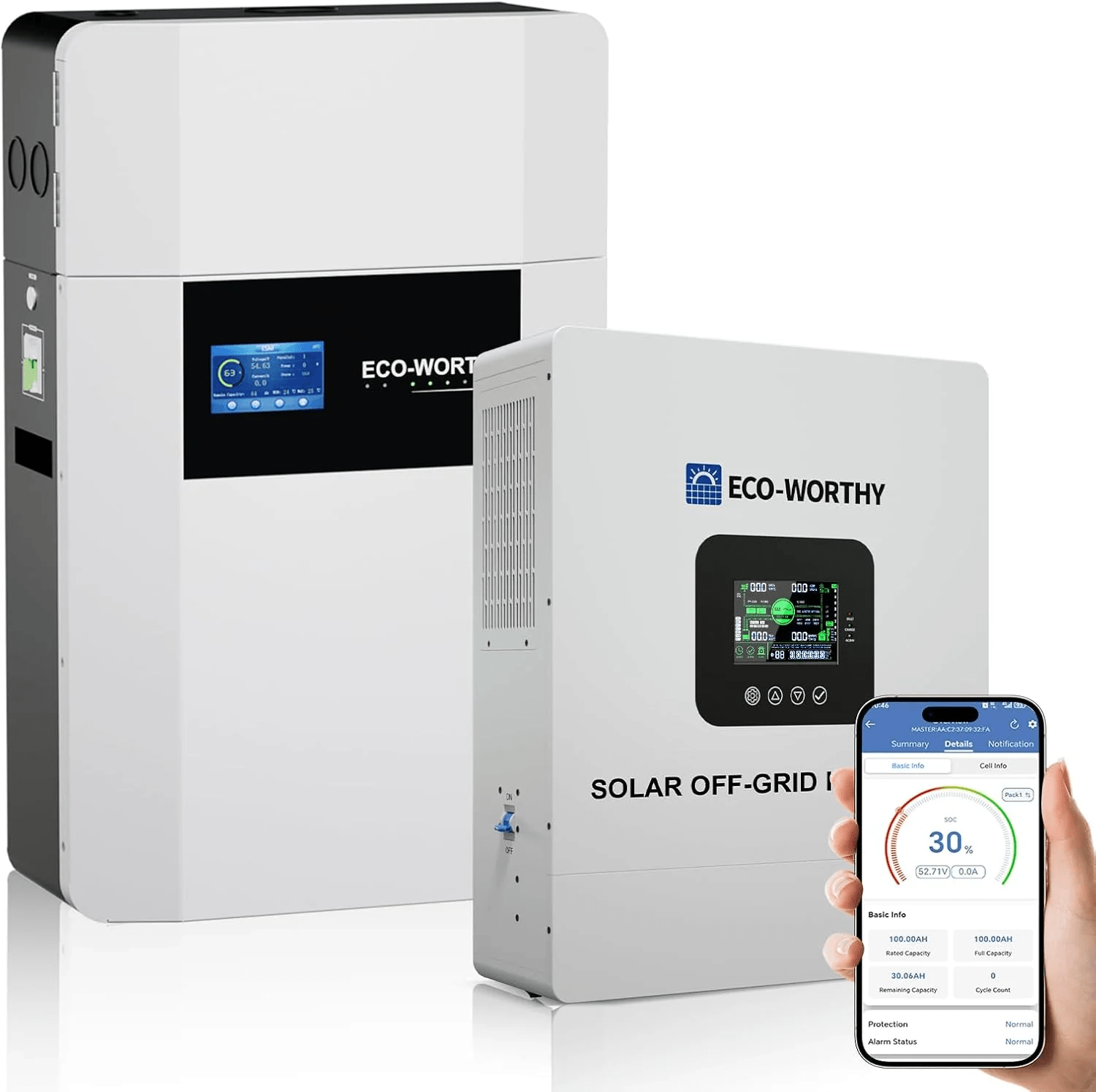Eco-Worthy 48V 100Ah Wall-Mounted With Bluetooth & Wifi, 5.12kWh Lithium Battery - eco-worthy-uk