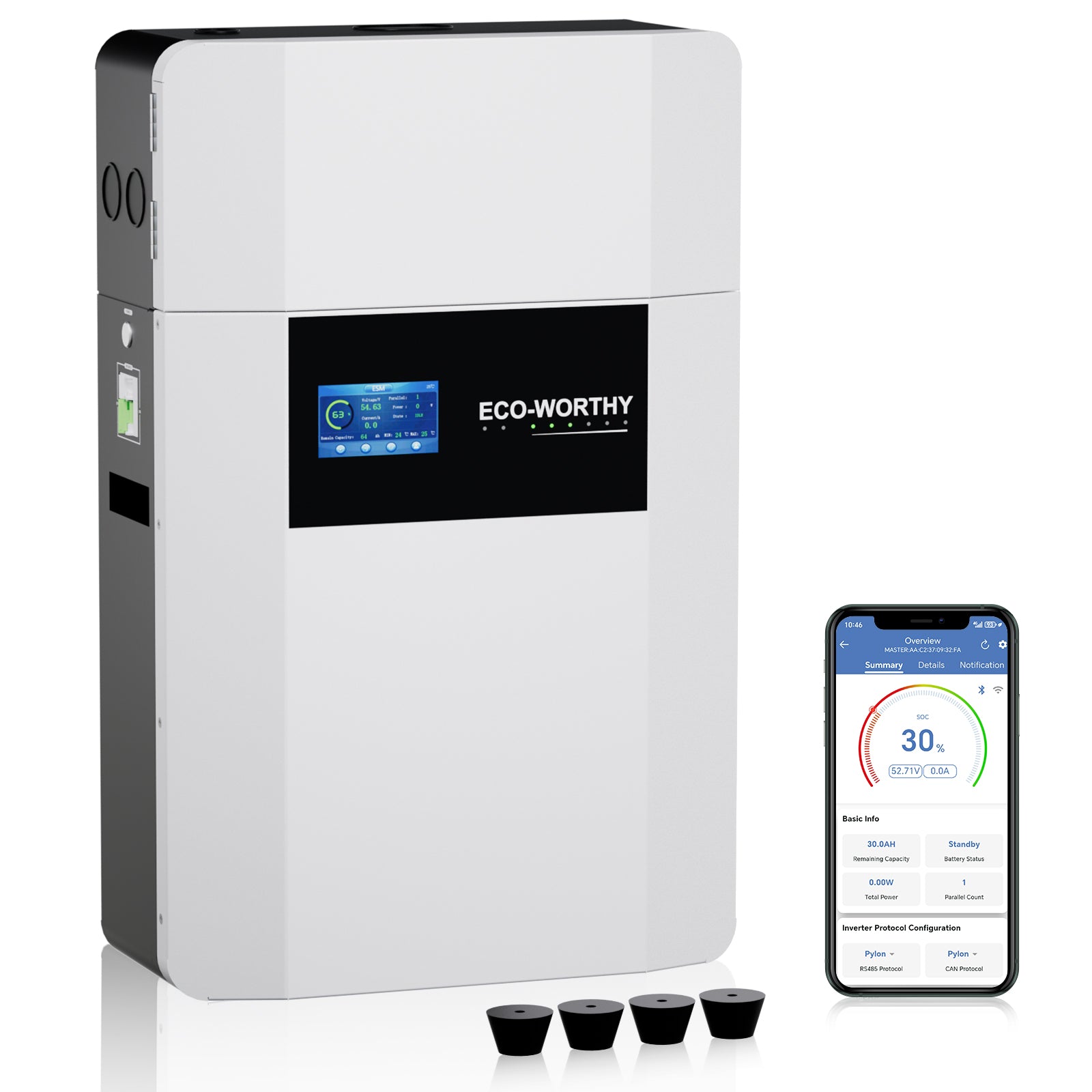 48V 100Ah Wall Mounted Bluetooth & Wifi 5.12kWh Lithium Battery
